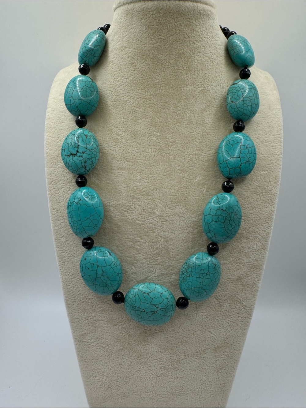 Turquoise and Black Beaded Statement Necklace - Women Jewelry